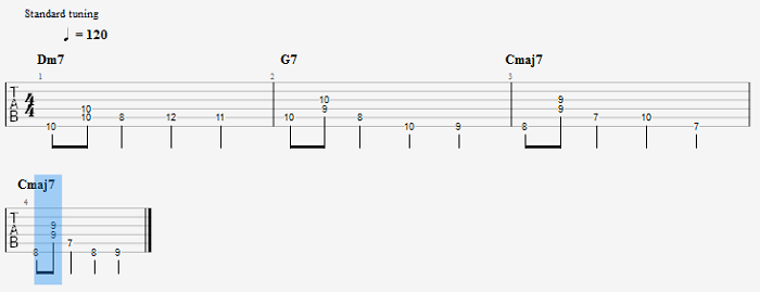 walking bass乐句(和弦后移)