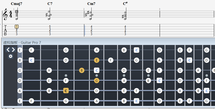 1573模式下的Cmaj7和弦指法