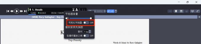 打开“可视化节拍器”功能
